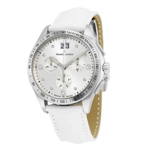 MAURICE LACROIX Miros Silver Diamond Dial Chronograph Ladies Watch Item No. MI1057-SS001-150, only $389.00, free shipping after using coupon code