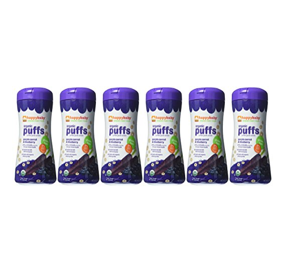 Happy Baby Organic Superfood Puffs, Purple Carrot & Blueberry, 2.1 Ounce (Pack of 6) only $7.63