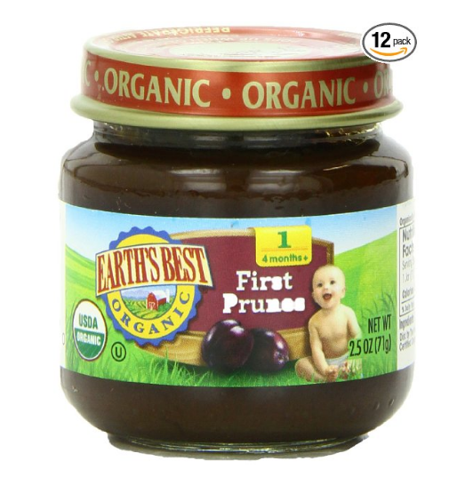 Earth's Best Organic Stage 1, Prunes, 2.5 Ounce Jar (Pack of 12) only $4.24 via clip coupon
