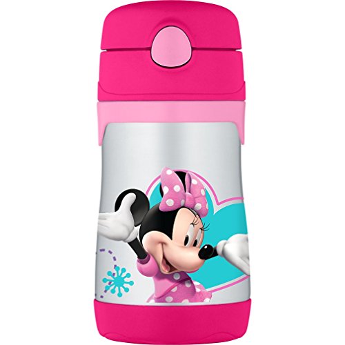 THERMOS Vacuum Insulated Stainless Steel 10-Ounce Straw Bottle, Minnie's Bow-Tique, only $15.72