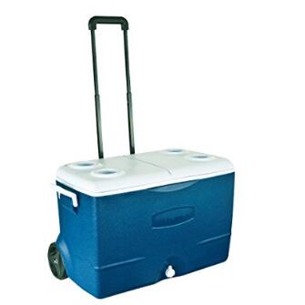 Rubbermaid Extreme 5-Day Wheeled Ice Chest Rolling Cooler, 50-Quart, Blue, FG2A9202MODBL  $25.61