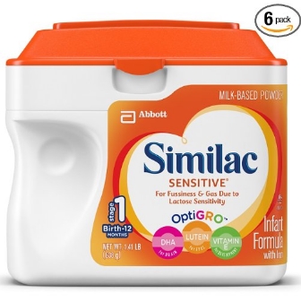 史低價！Similac雅培Sensitive 0-12月齡寶寶奶粉23.3盎司裝（6桶）$77.23 免運費