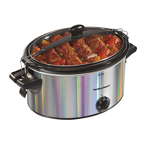 Hamilton Beach 33452 Shimmer Finish Slow Cooker, Silver, 5 quart, Only $20.99