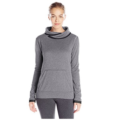 Reebok Women's Workout Ready Play Warm Pullover, Medium, Dark Grey Heather/Solid Grey, Only $15.77, You Save $34.23(68%)