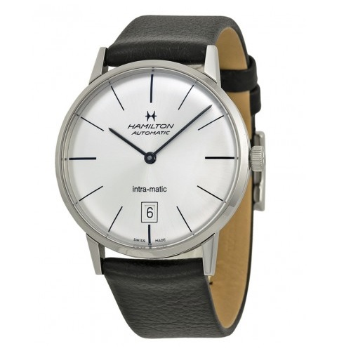HAMILTON Intra-Matic Silver Dial Leather Men's Watch Item No. H38455751, only $489.00, free shipping after using coupon code