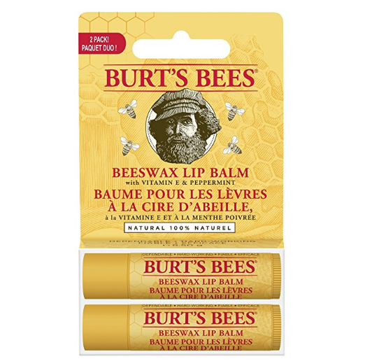 Burt's Bees 100% Natural Lip Balm, Beeswax, 0.3 Ounce, 2 Count only $4.28