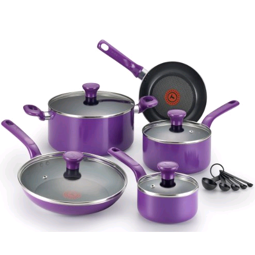 T-fal C511SE Excite Nonstick Thermo-Spot Dishwasher Safe Oven Safe PFOA Free Cookware Set, 14-Piece, Purple $41.99 FREE Shipping