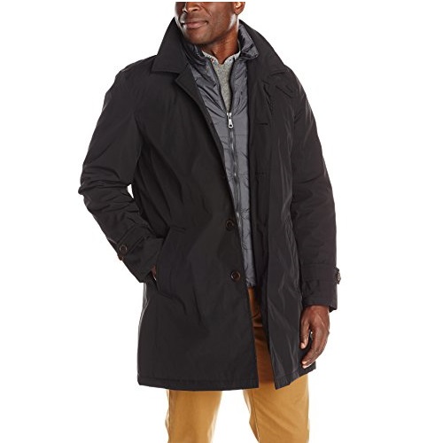 Tommy Hilfiger Men's Poly-Twill Trench, Black, X-Large, Only $68.00