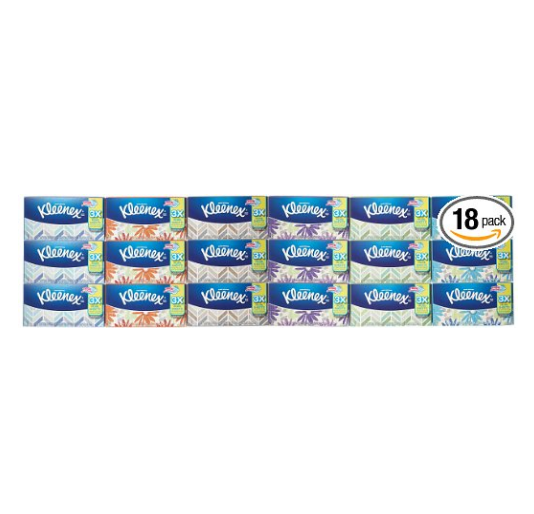 Kleenex Everyday Facial Tissues, 210 ct, (Pack of 18)  only $26.41