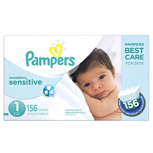 仅限Prime会员！史低价！Pampers 帮宝适婴儿干爽纸尿裤，敏感肌肤，1号，156片，原价$57.26，现仅售$27.51，免运费。其它size同价！