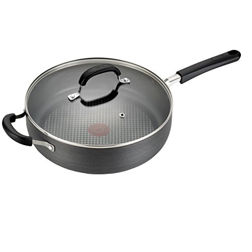 T-fal C03782 OptiCook Hard Anodized Thermo-Spot Scratch Resistant Titanium Nonstick Oven Safe PFOA Free Jumbo Cooker Saute Pan Fry Pan Cookware, 5-Quart, Black, Only $24.00