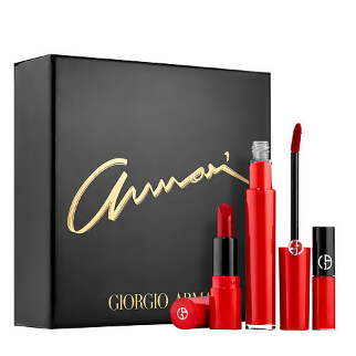 超划算！ Giorgio Armani Beauty精選超值口紅唇釉3支套裝熱賣  特價僅售$38+送12件套大禮包！
