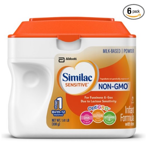 好價！Similac雅培Sensitive 0-12月齡 過敏寶寶 配方奶粉，不含轉基因成分，1.41磅/罐，共6罐，原價$167.94，點擊Coupon后僅售$92.99，免運費