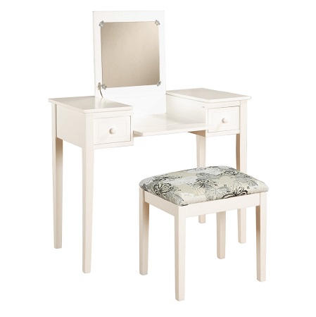 Linon Home Decor Vanity Set Butterfly Bench, White，$110.07  free  shipping