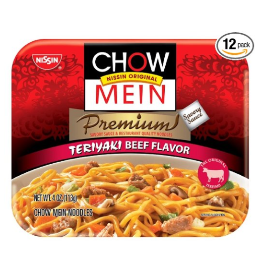 Nissin Chow Mein Premium Teriyaki Beef, 4.0 Ounce (Pack of 12) only $9.12
