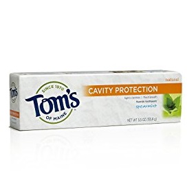Tom's of Maine 防蛀含氟牙膏，薄荷味，5.5oz/支，共2支，原价$12.37，现点击coupon后仅售$5.58，免运费