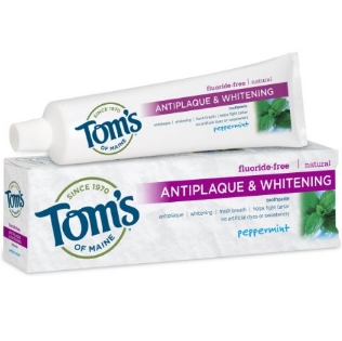 Tom's of Maine Natural Fluoride Free Antiplaque and Whitening Toothpaste, Peppermint, 5.5 Ounce $3.50