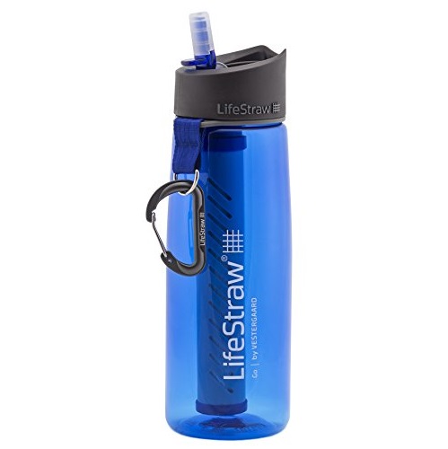 LifeStraw Go Bottle 2-Stage with Integrated 1,000 Liter LifeStraw Filter and Activated Carbon, Blue, Only $26.99