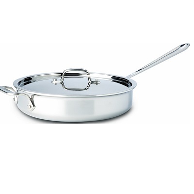 All-Clad 4406 Stainless Steel 3-Ply Bonded Dishwasher Safe Saute Pan with Lid Cookware,  6-Quart, Silver, Only  $130.99, free shipping