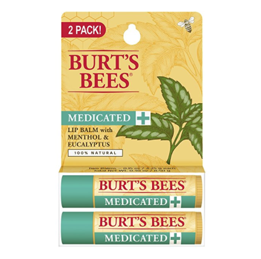 Burt's Bees 100% Natural Medicated Moisturizing Lip Balm with Menthol & Eucalyptus, 2 Tubes in Blister Box only $5.53