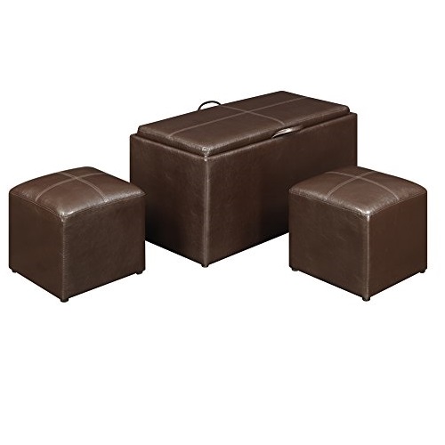 Convenience Concepts 143012 Sheridan Faux Leather Storage Bench with 2 Side Ottomans, Dark Espresso, Only $65.26, You Save $118.74(65%)