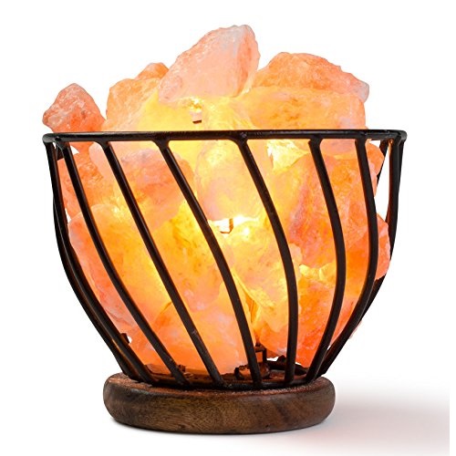 HemingWeigh Himalayan Salt Lamp Metal Bowl with Himalayan Salt Chips on Wooden Base With Electric Wire and Bulb Included, Only$19.99