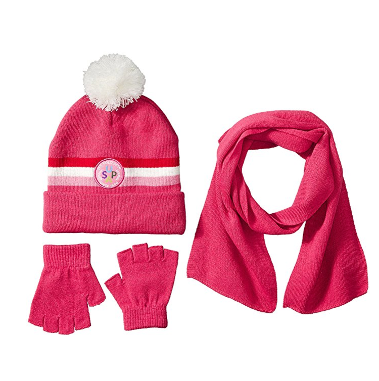 US Polo Association 大女童帽子、围巾、手套套装, 现仅售$9.99