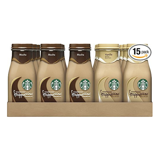 Starbucks Frappuccino, Mocha and Vanilla Flavors, 9.5 Ounce Glass Bottles (Pack of 15)  $20.52 via clip coupon