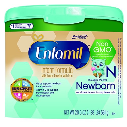 史低价！新款！Enfamil 新生儿 配方奶粉，不含转基因成分，20.5 oz/罐，共4罐， 现点击coupon后仅售$96.32，免运费