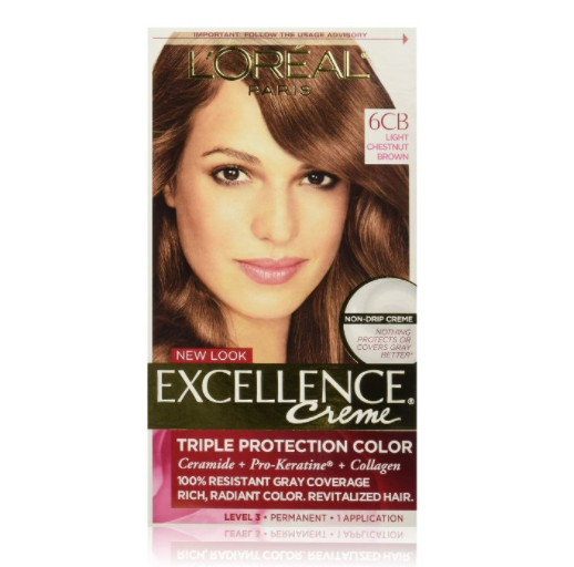 L'Oreal Paris Excellence Creme Hair Color, 6CB Light Chestnut Brown ...