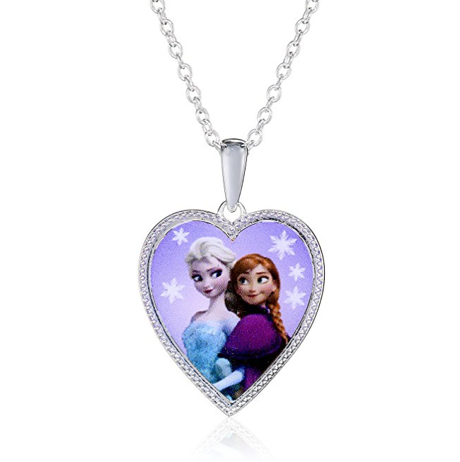 Disney Girls' Frozen Sterling Silver-Plated Heart Pendant Necklace only $9.60