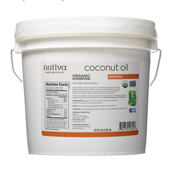 Nutiva Organic Coconut Oil, Refined, 1 Gallon only $17.80