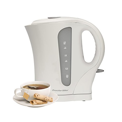 Proctor Silex k4090 Cordless Electric Kettle, 1.7-Liter, White, Only $16.29