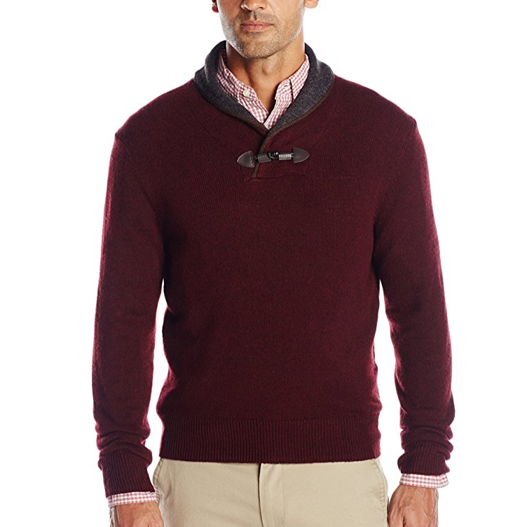 Haggar Men's Long Sleeve Contrast Shawl Collar with Toggle Sweater only $21.83