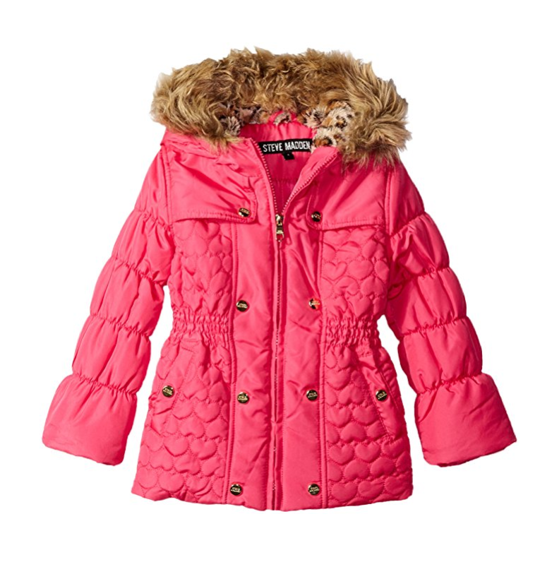 Steve Madden Girls' Bubble Jacket with Heart Shape Quilting only $29.99