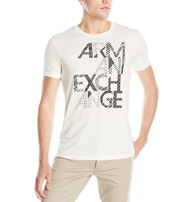 降！A|X Armani Exchange Logo 男士白色T恤, 现仅售$20.37