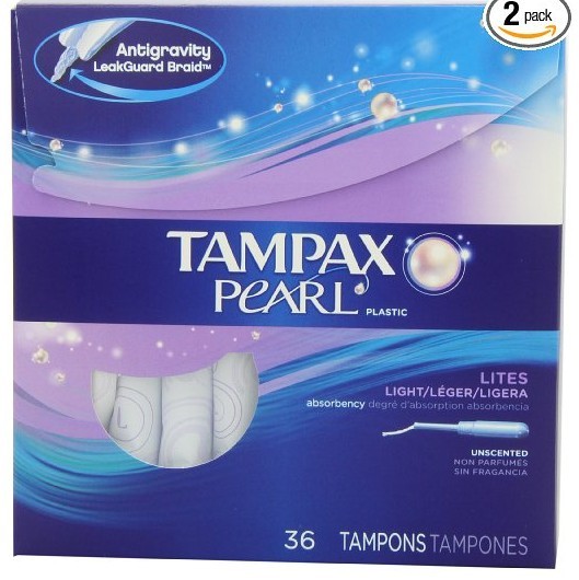 Tampax Pearl Plastic Unscented Tampons, Lites/Light Absorbency, 36 Count (Pack of 2), Only $13.94, You Save $5.05(27%)