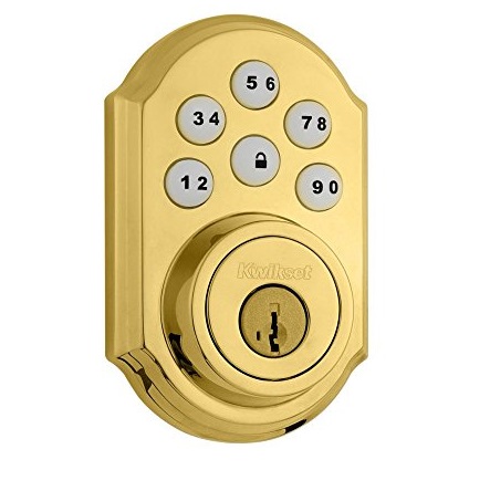 Kwikset 909 SmartCode Electronic Deadbolt featuring SmartKey in Lifetime Polished Brass, Only $61.80, free shipping