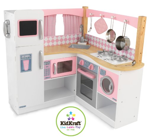 KidKraft 粉色精緻角落木廚房玩具套裝，原價$289.99，現僅售 $87.29，免運費