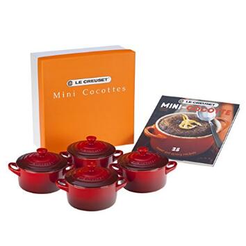 Le Creuset Set of 4 Mini Cocottes with Cookbook, Cerise (Cherry Red)  $59.99