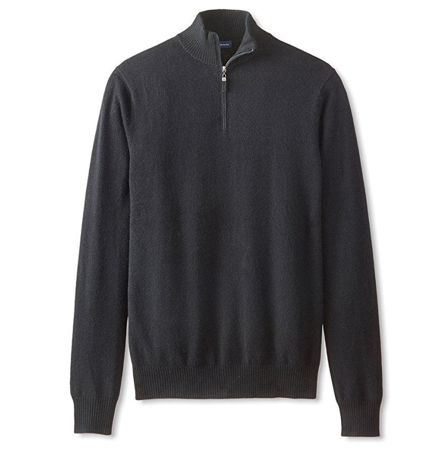 Thirty Five Kent Men's Cashmere Quarter Zip with Suede Piping $36.89