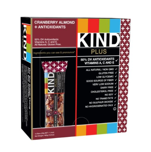 KIND Bars, Cranberry Almond + Antioxidants, Gluten Free, 1.4 Ounce Bars, 12 Count only  $11.32 via clip coupon