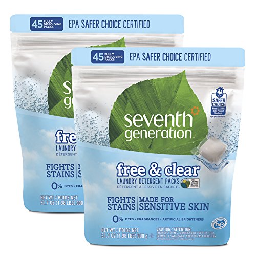 Seventh Generation Laundry Detergent Packs, Free & Clear - 90 loads (2 pouches, 45 ea), Only $18.98, free shipping after using SS