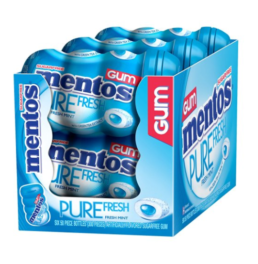 Mentos Gum Big Bottle Curvy, Pure Fresh Mint, (Pack of 6) only $9.09