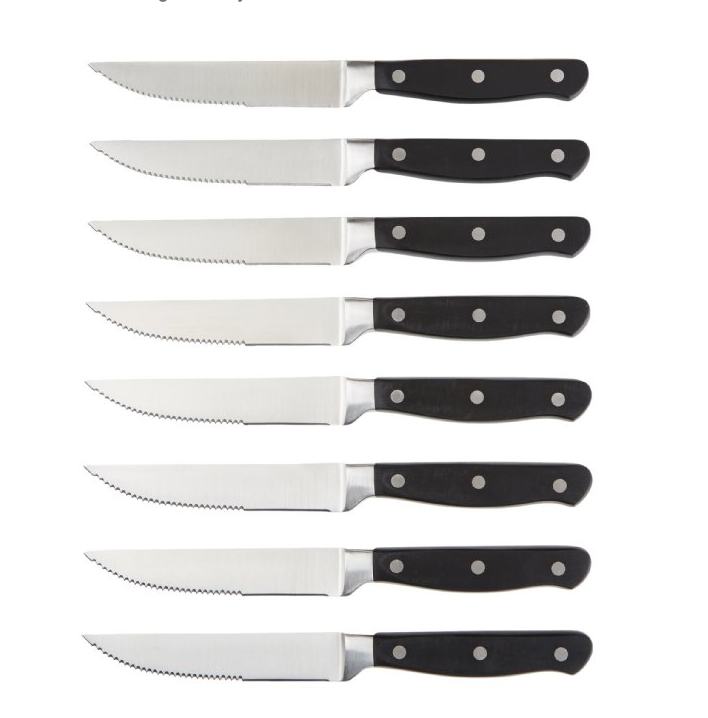 史低價！AmazonBasics Premium 不鏽鋼牛排刀具8件套，現僅售$13.71
