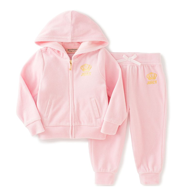 Juicy Couture Girls' 2 Piece Velour Hooded Jacket and Pant Set only $31.74