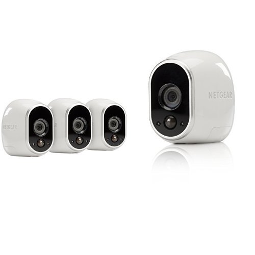 小编推荐！史低价！Netgear Arlo 家庭安全摄像监控系统，包括4个室内外摄像头和一个基站，现仅售$349.99，免运费