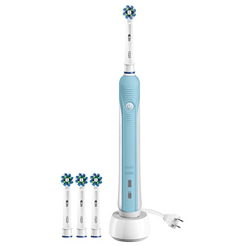 Oral-B Pro 1000 Power Rechargeable Electric Toothbrush Powered by Braun (white) & Oral-B Cross Action Brush Head Refills 3 count Bundle, Only $25.92
