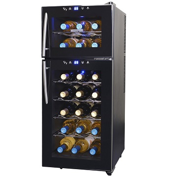 NewAir AW-210ED Streamline 21 Bottle Dual Zone Thermoelectric Wine Cooler, Black, Only $233.61, free shipping