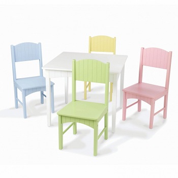 史低價！！KidKraft Nantucket 彩色 兒童桌 + 4張靠背椅 套裝，原價$185.90，現僅售$69.99，免運費！